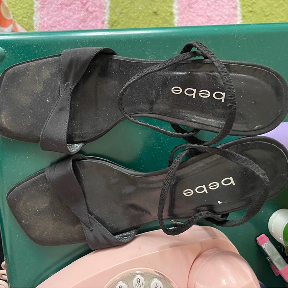 Vintage Bebe strappy heels with flared square heel size 7.5 - Picture 6 of 8